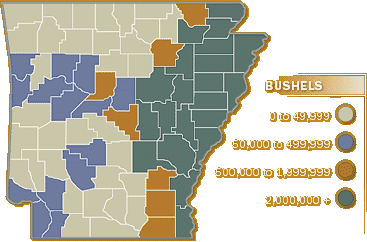 Map of Arkansas Soybean Production